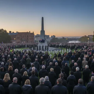 Thousands of Waikato residents at Hamilton's Memorial Park for the Anzac Day dawn service honoring fallen soldiers.