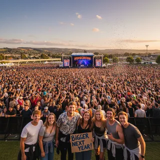 Crowd gathered at Claudelands Oval for the Homegrown music festival.