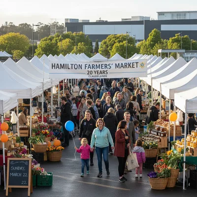 Hamilton Farmers' Market celebrates 20 years of community and local produce at Claudelands venue.