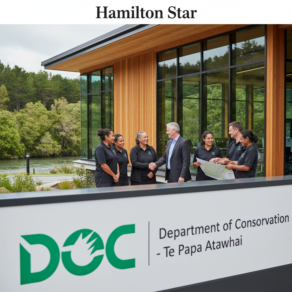 Hiring sign at the Department of Conservation office for a regulatory team lead position in Hamilton.