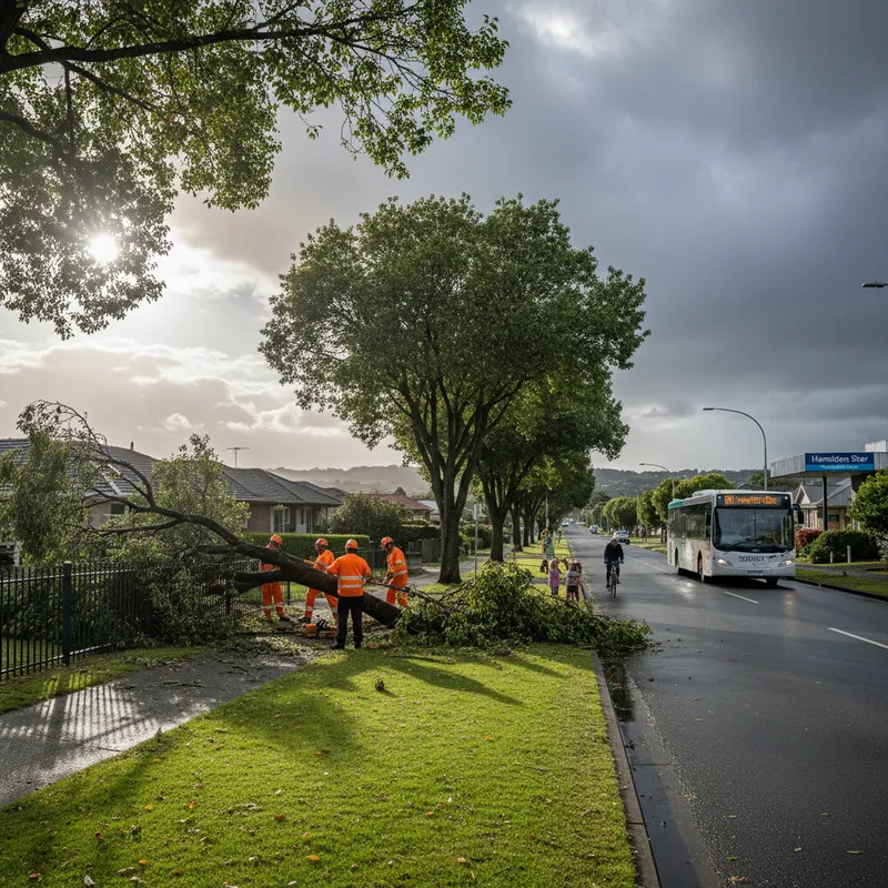 Hamiltonians begin cleaning up debris after Cyclone Vaianu moved offshore, with services reopening.