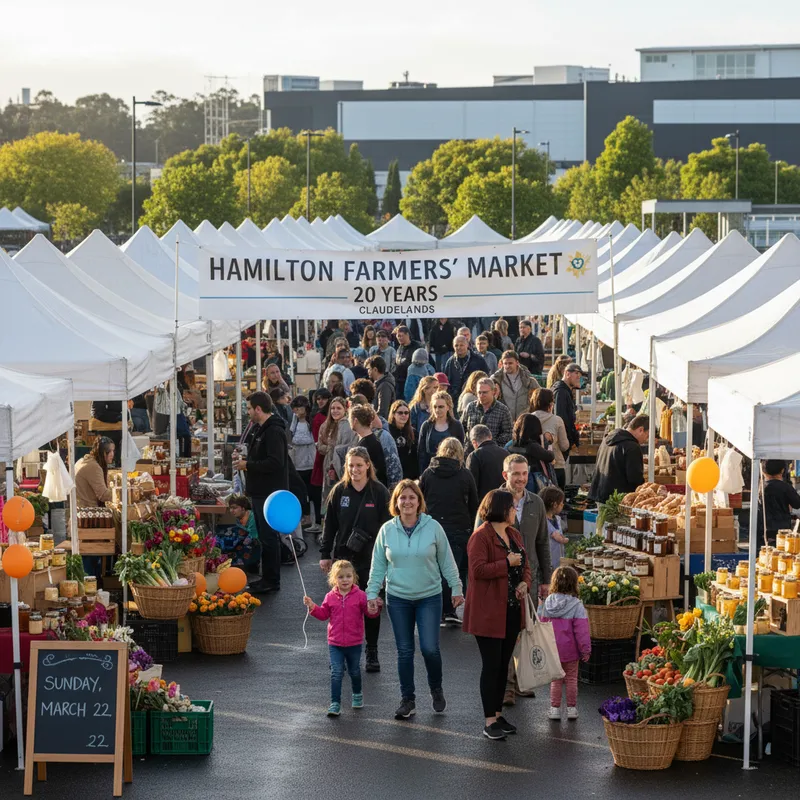 Hamilton Farmers' Market celebrates 20 years of community and local produce at Claudelands venue.
