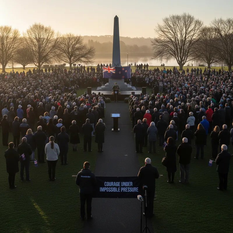 Thousands of Waikato residents in Hamilton's Memorial Park for the Anzac Day dawn service honoring fallen soldiers.