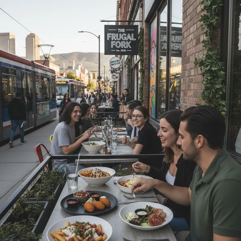 Photorealistic Hamilton restaurant interior with diverse diners enjoying meals in natural light.