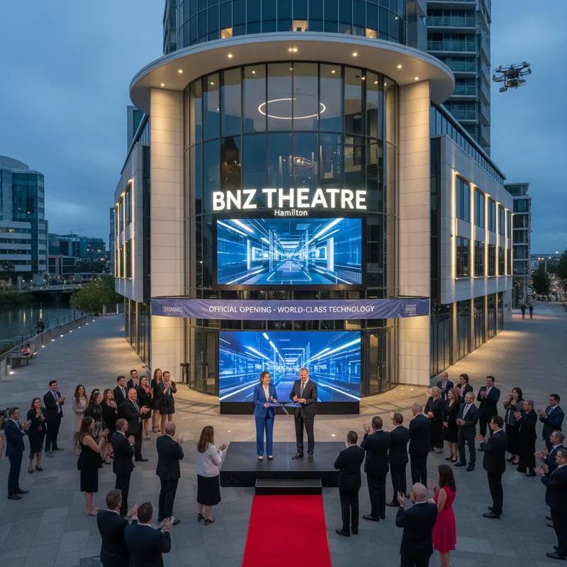 Modern performing arts venue interior with spacious seating and advanced stage lighting in Hamilton's new BNZ Theatre.
