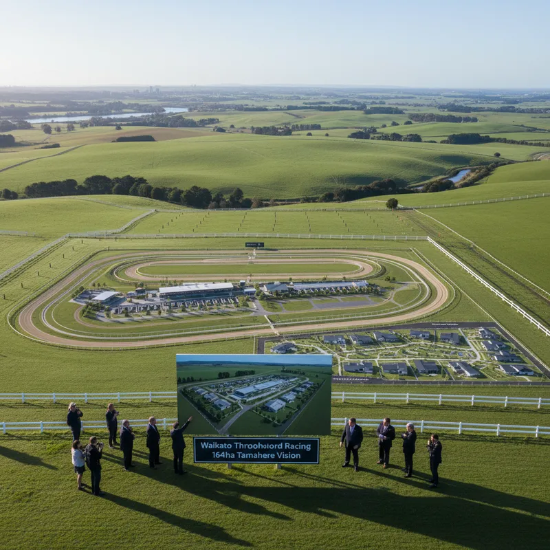 Waikato Thoroughbred Racing's proposed 164ha Tamahere site including racing facilities, a retirement village, and lifestyle blocks.